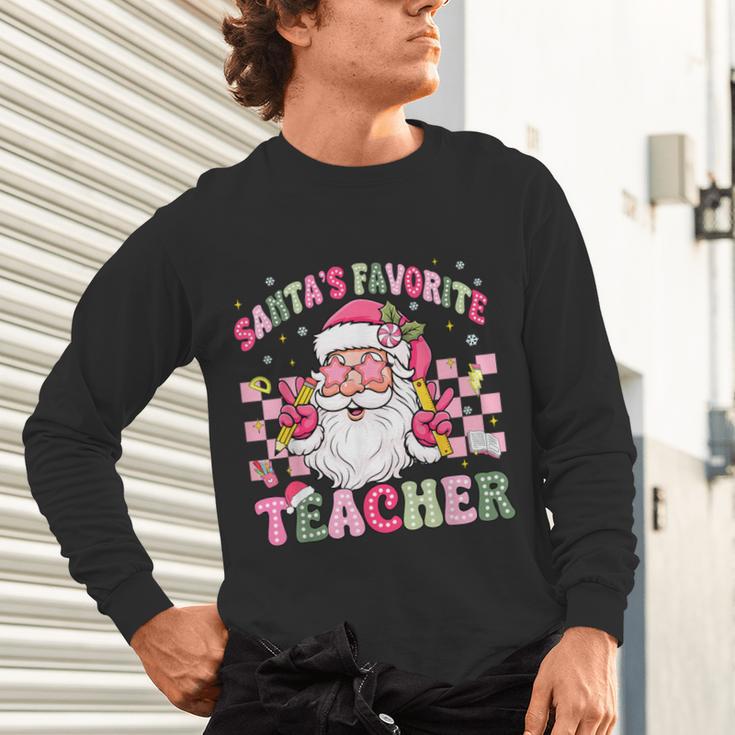 Santa's Favorite Teacher Groovy Christmas Teacher Boys Girls Unisex Long Sleeve T-Shirt, gift for family, gift for coworker Santa's Favorite Teacher Groovy Christmas Teacher Boys Girls Unisex Long Sleeve T-Shirt, gift for family, gift for coworker