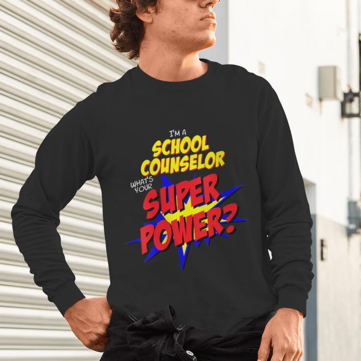 School Counselor Teacher Superhero Superpower Comic Book Unisex Long Sleeve T-Shirt, gift for family, gift for coworker