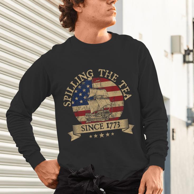 Spilling The Tea Since 1773 Vintage Us History Teacher Unisex Long Sleeve T-Shirt, gift for family, gift for coworker Spilling The Tea Since 1773 Vintage Us History Teacher Unisex Long Sleeve T-Shirt, gift for family, gift for coworker