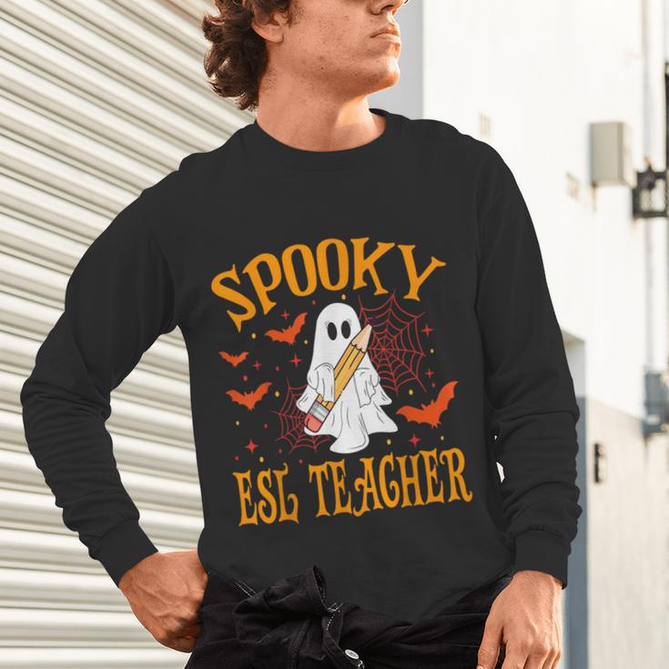 Spooky ESL Teacher Ghost Halloween School Women Unisex Long Sleeve T-Shirt, gift for family, gift for coworker Spooky ESL Teacher Ghost Halloween School Women Unisex Long Sleeve T-Shirt, gift for family, gift for coworker