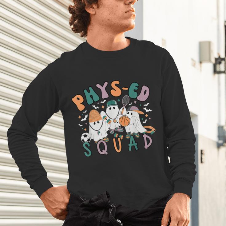 Spooky Ghost PE Teacher Squad Physical Education Halloween Unisex Long Sleeve T-Shirt, gift for family, gift for coworker