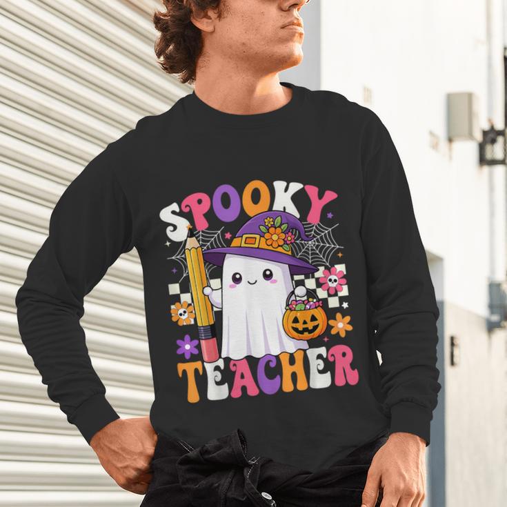 Spooky Teacher Ghost Pencil Teach Halloween Teacher Unisex Long Sleeve T-Shirt, gift for family, gift for coworker
