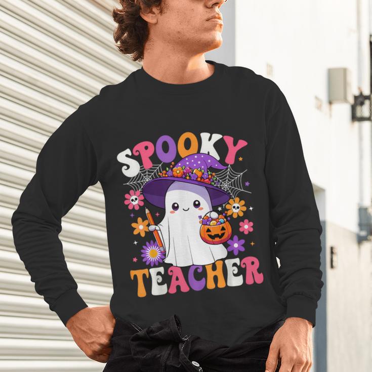Spooky Teacher Halloween Cute Halloween Teacher Ghost Unisex Long Sleeve T-Shirt, gift for family, gift for coworker