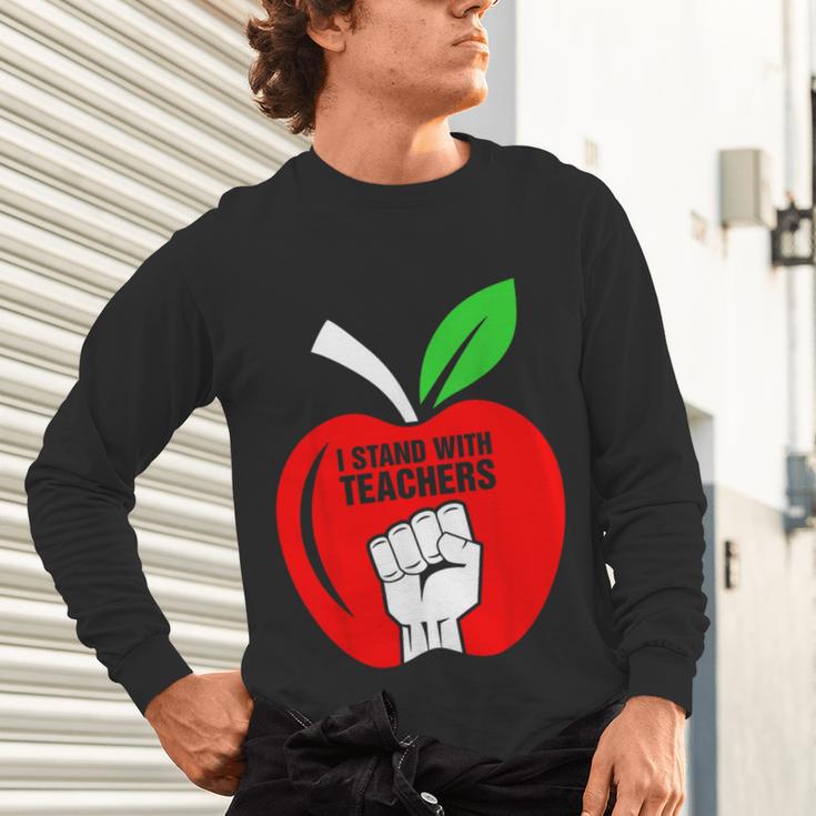 I Stand With Teachers Tshirt Unisex Long Sleeve T-Shirt, gift for family, gift for coworker