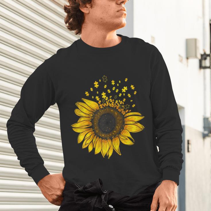 Sunflower Puzzle Pieces Autism Awareness For Mom Teacher For Women Unisex Long Sleeve T-Shirt, gift for family, gift for coworker Sunflower Puzzle Pieces Autism Awareness For Mom Teacher For Women Unisex Long Sleeve T-Shirt, gift for family, gift for coworker