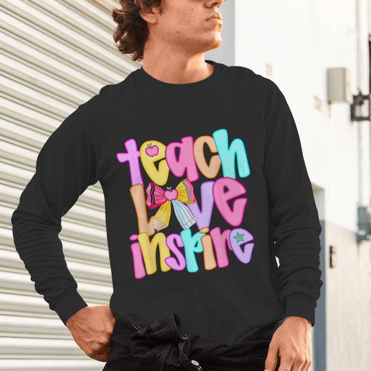 Teach Love Inspire Preppy Back To School Teacher Women Unisex Long Sleeve T-Shirt, gift for family, gift for coworker Teach Love Inspire Preppy Back To School Teacher Women Unisex Long Sleeve T-Shirt, gift for family, gift for coworker