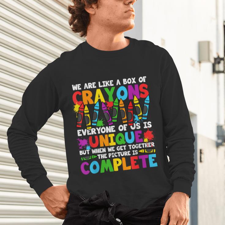 Teacher We Are Like A Box Of Crayons Back To School Unisex Long Sleeve T-Shirt, gift for family, gift for coworker Teacher We Are Like A Box Of Crayons Back To School Unisex Long Sleeve T-Shirt, gift for family, gift for coworker