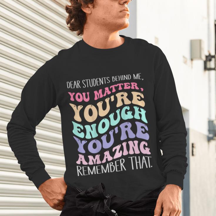Teacher Dear Students Behind Me 1st Day Of School On Back Unisex Long Sleeve T-Shirt, gift for family, gift for coworker Teacher Dear Students Behind Me 1st Day Of School On Back Unisex Long Sleeve T-Shirt, gift for family, gift for coworker