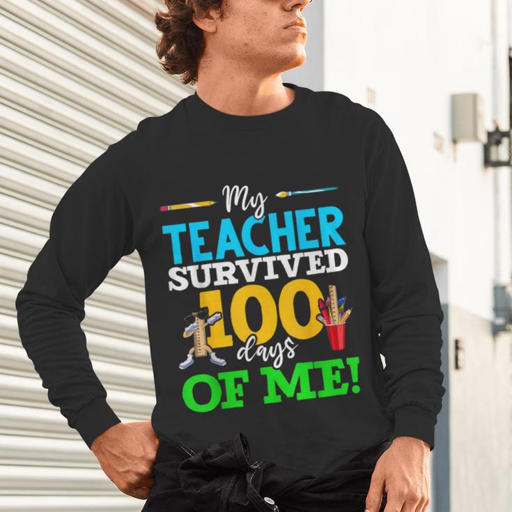 My Teacher Survived 100 Days Of Me Dab 100 Days Of School For Men Women Kids Unisex Long Sleeve T-Shirt, gift for family, gift for coworker My Teacher Survived 100 Days Of Me Dab 100 Days Of School For Men Women Kids Unisex Long Sleeve T-Shirt, gift for family, gift for coworker