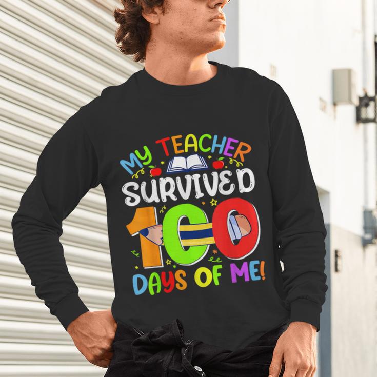 My Teacher Survived 100 Days Of Me 100 Days Of School Unisex Long Sleeve T-Shirt, gift for family, gift for coworker My Teacher Survived 100 Days Of Me 100 Days Of School Unisex Long Sleeve T-Shirt, gift for family, gift for coworker