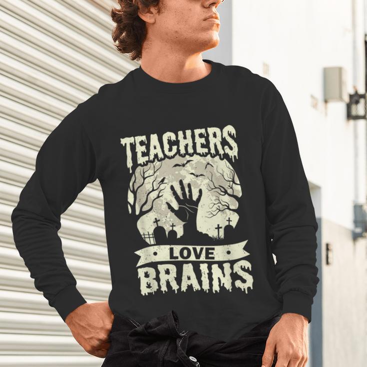 Teachers Love Brains Halloween Costume Boo Trick Teach Unisex Long Sleeve T-Shirt, gift for family, gift for coworker