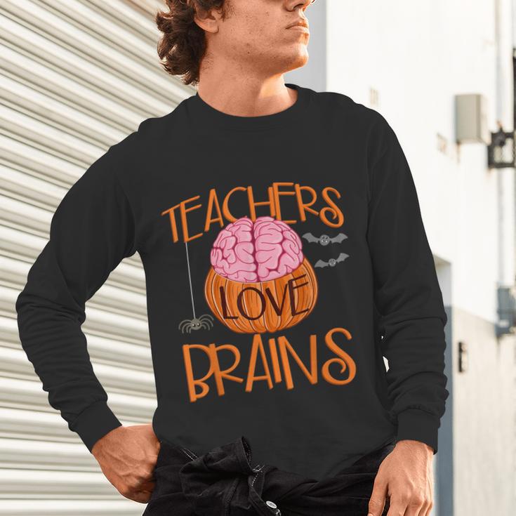 Teachers Love Brains Halloween T-Shirt For Men Women Unisex Long Sleeve T-Shirt, gift for family, gift for coworker