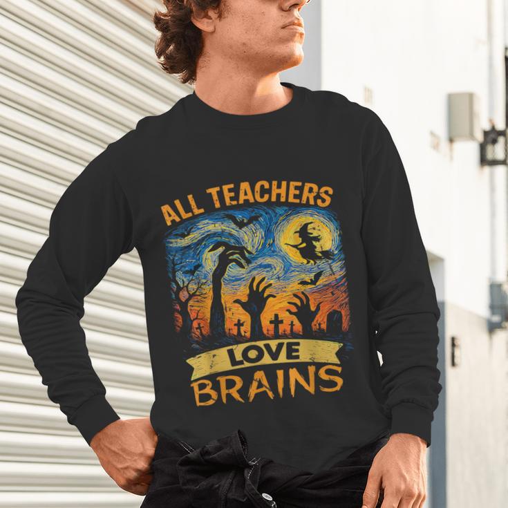 All Teachers Love Brains Shirt Teacher Halloween Tee Unisex Long Sleeve T-Shirt, gift for family, gift for coworker