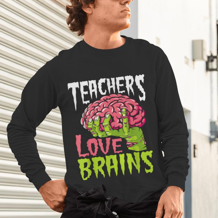 Teachers Love Brains Zombie Teacher Halloween Zombies Unisex Long Sleeve T-Shirt, gift for family, gift for coworker Teachers Love Brains Zombie Teacher Halloween Zombies Unisex Long Sleeve T-Shirt, gift for family, gift for coworker