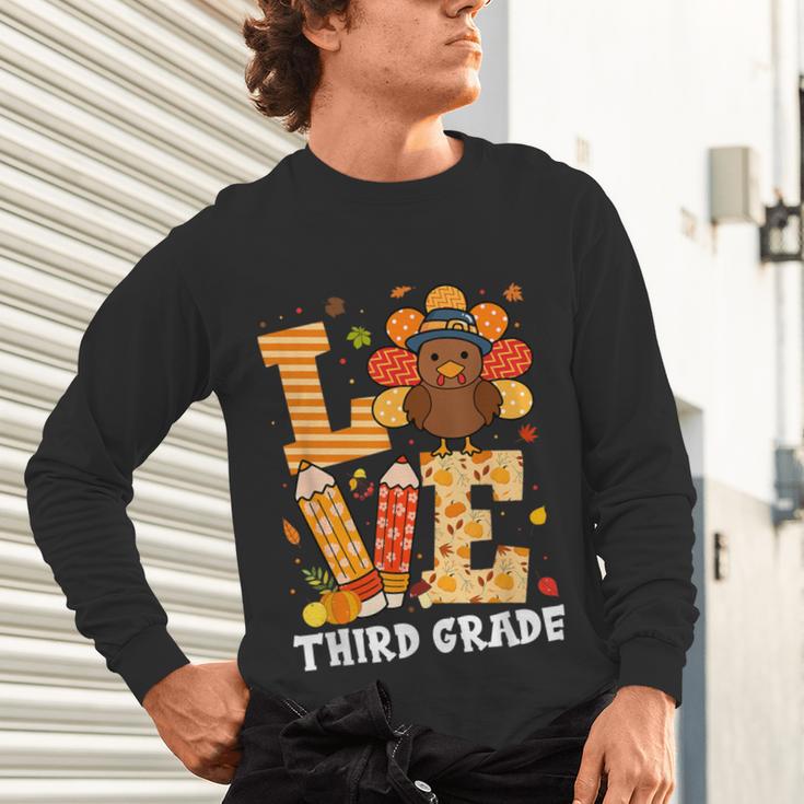 Thanksgiving Love Third Grade Teacher Turkey Autumn Fall Men Women Girls Kids Unisex Long Sleeve T-Shirt, gift for family, gift for coworker