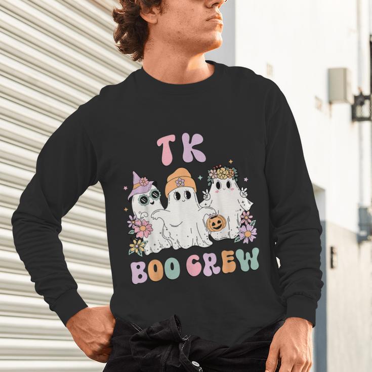 TK Boo Crew Retro Groovy Halloween Floral Ghost TK Teacher Unisex Long Sleeve T-Shirt, gift for family, gift for coworker