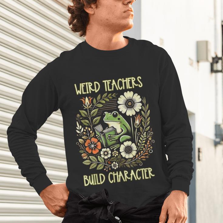 Weird Teachers Build Character Frog Reading Book Librarian Unisex Long Sleeve T-Shirt, gift for family, gift for coworker