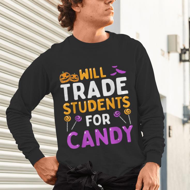 Will Trade Students For Candy Cute Halloween Costume Teacher For Men Women Kids Unisex Long Sleeve T-Shirt, gift for family, gift for coworker Will Trade Students For Candy Cute Halloween Costume Teacher For Men Women Kids Unisex Long Sleeve T-Shirt, gift for family, gift for coworker