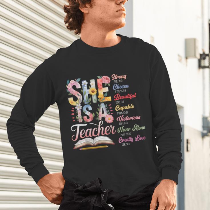 Women Bible Verse Christian Teacher God Says Back To School Unisex Long Sleeve T-Shirt, gift for family, gift for coworker Women Bible Verse Christian Teacher God Says Back To School Unisex Long Sleeve T-Shirt, gift for family, gift for coworker