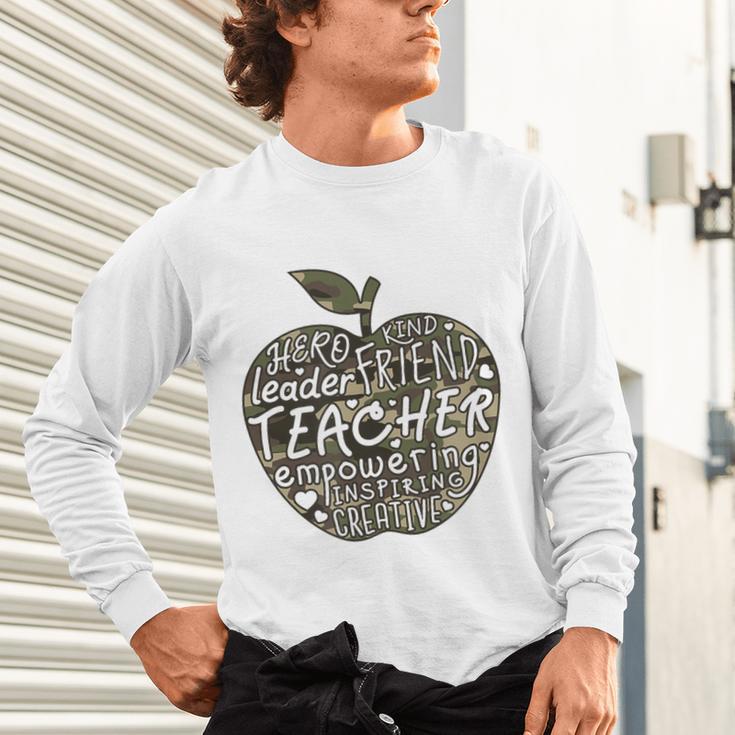 Apple Camoflauge Clothing Camo Student Teacher Cute School Unisex Long Sleeve T-Shirt, gift for family, gift for coworker