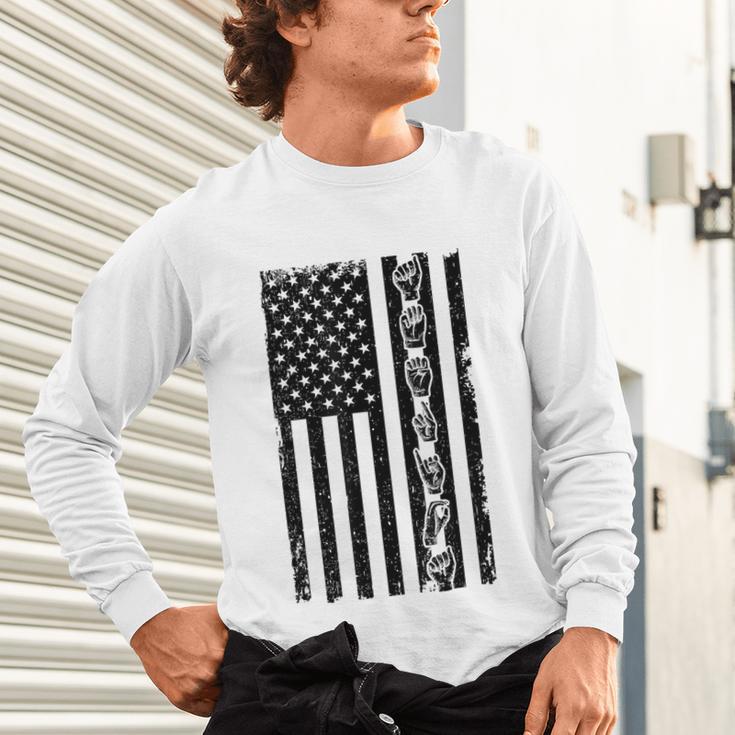 ASL Flag Sign Language Deaf ASL Teacher For Men Women Unisex Long Sleeve T-Shirt, gift for family, gift for coworker