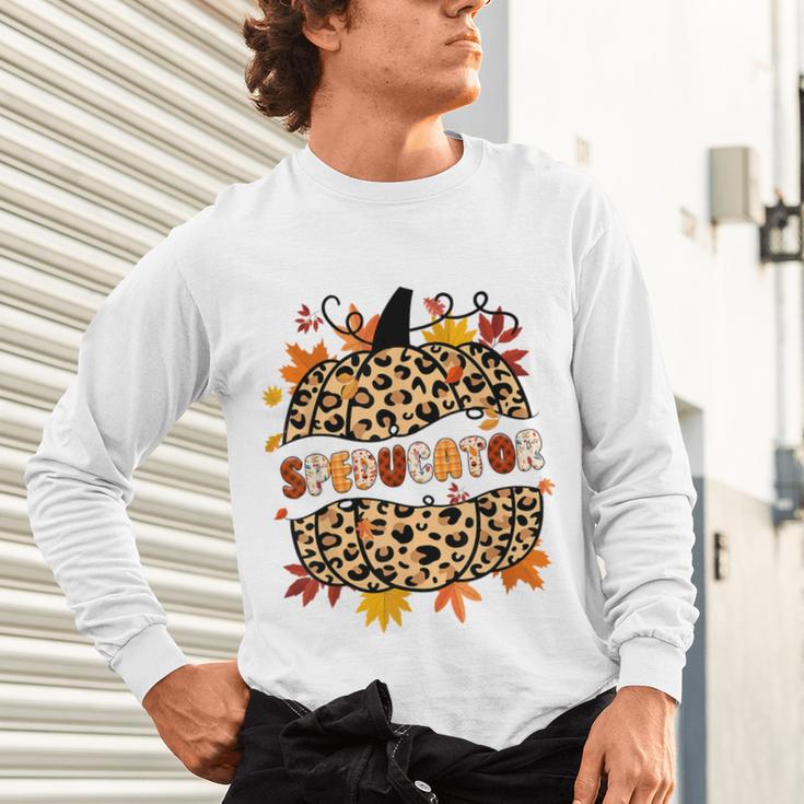 Autumn Fall SPED ED Teacher Thankful Grateful Pumpkin Retro Unisex Long Sleeve T-Shirt, gift for family, gift for coworker