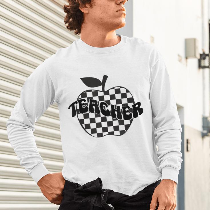 Back To School Checkered Apple Teacher Checkerboard Teacher For Men Women Girls Kids Unisex Long Sleeve T-Shirt, gift for family, gift for coworker Back To School Checkered Apple Teacher Checkerboard Teacher For Men Women Girls Kids Unisex Long Sleeve T-Shirt, gift for family, gift for coworker