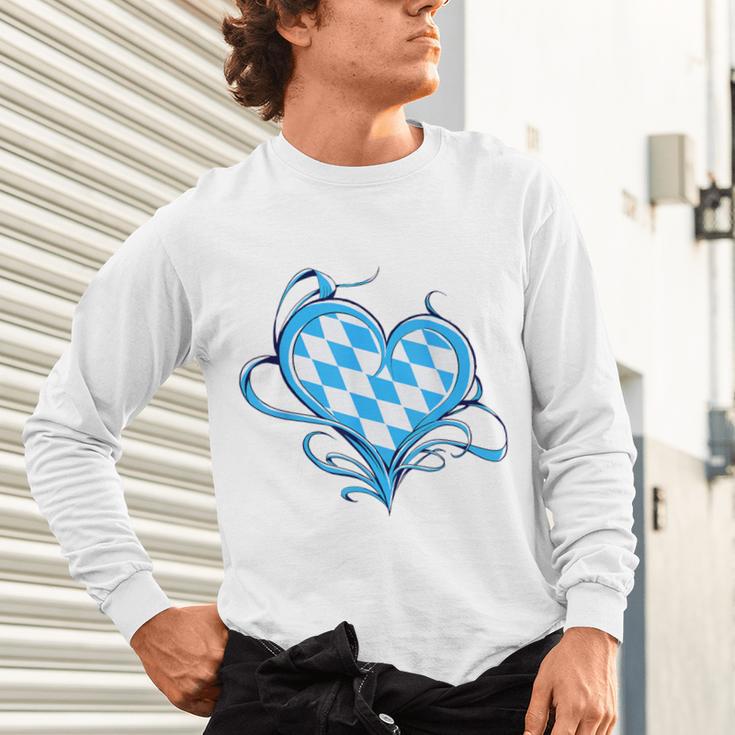 Bavarian Flag As Heart Blue Diamond Bavaria Unisex Long Sleeve T-Shirt, gift for family, gift for coworker