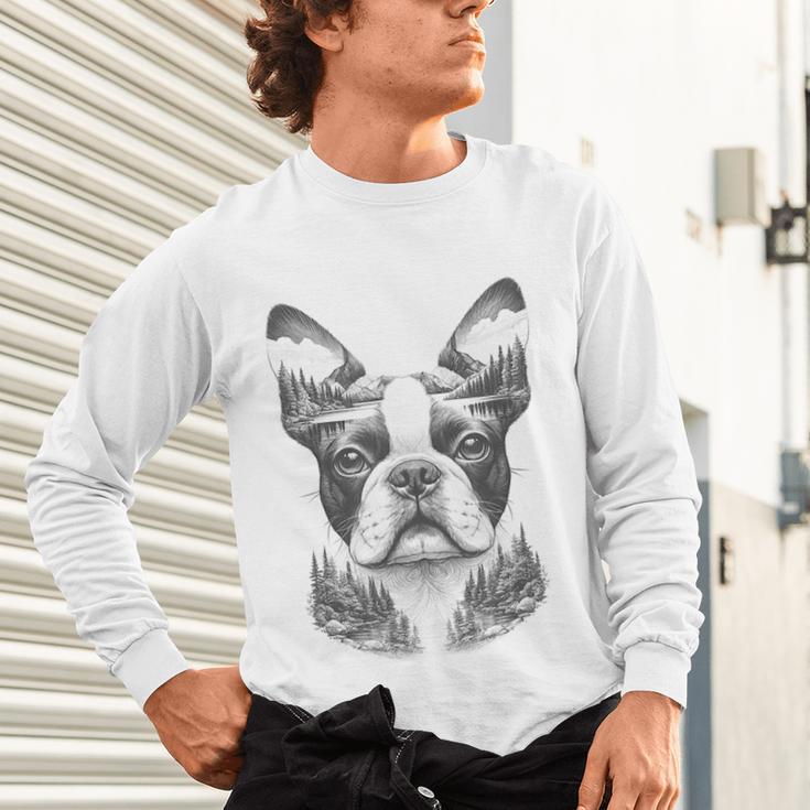 Boston Terrier Dog Bostie Nature Memorial Idea Men Women Unisex Long Sleeve T-Shirt, gift for family, gift for coworker