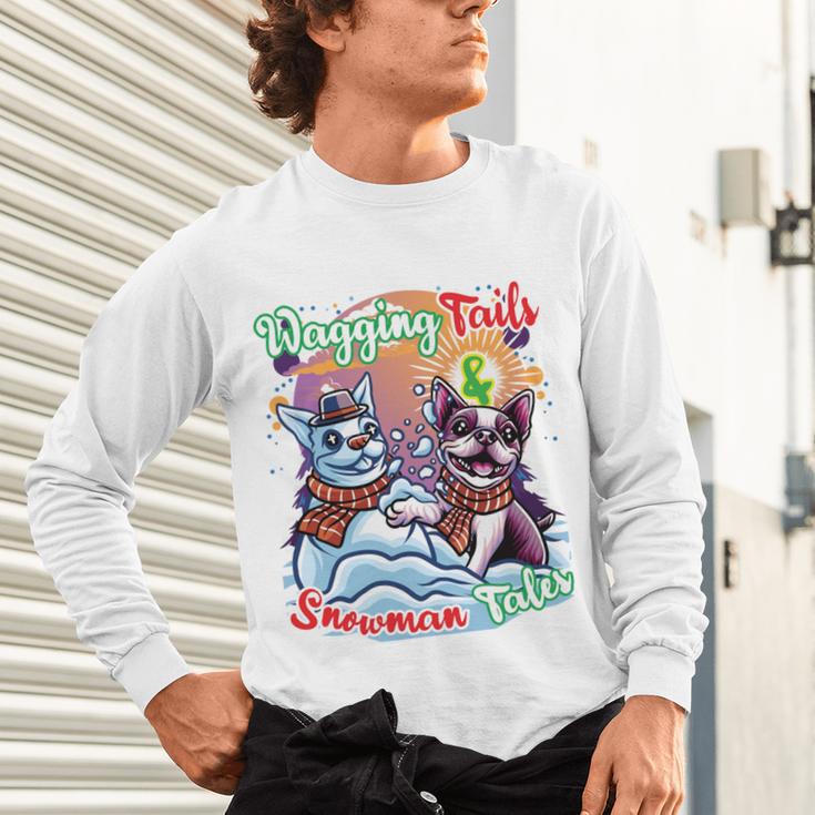 Boston Terrier Dog Christmas Snowman Winter Snow Unisex Long Sleeve T-Shirt, gift for family, gift for coworker