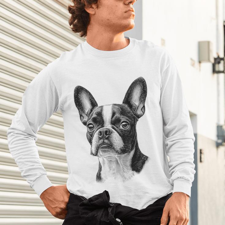 Boston Terrier Dog Motif Pet Illustration Boston Terrier For Men Women Kids Unisex Long Sleeve T-Shirt, gift for family, gift for coworker