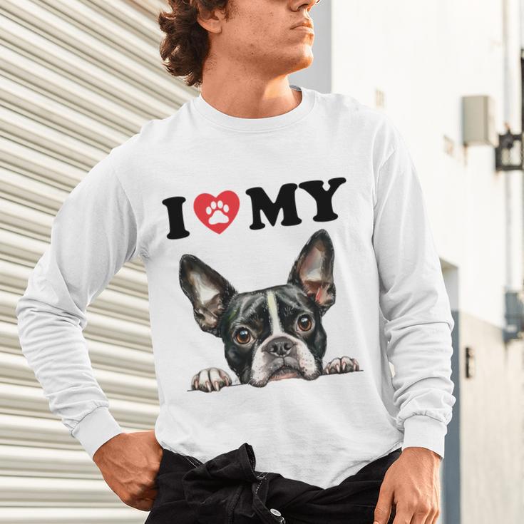 Boston Terrier I Heart My Dog Dog Lover Unisex Long Sleeve T-Shirt, gift for family, gift for coworker