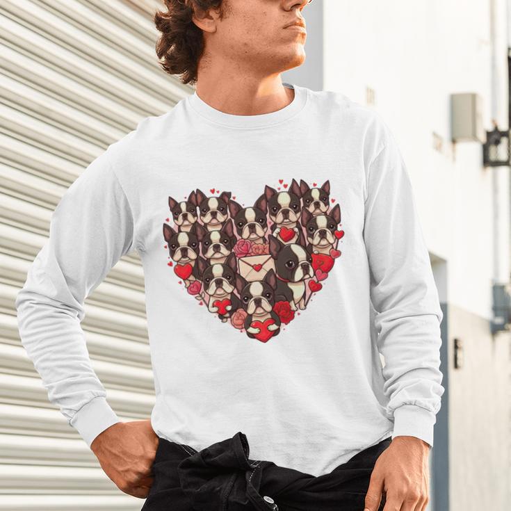 Boston Terrier Heart Valentine Boston Terrier Unisex Long Sleeve T-Shirt, gift for family, gift for coworker