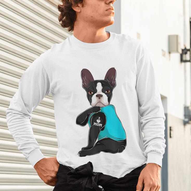 Boston Terrier I Love Mom Apparel Unisex Long Sleeve T-Shirt, gift for family, gift for coworker