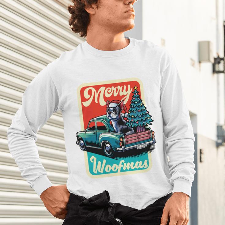 Boston Terrier Merry Christmas Tree Truck Santa Dog X-Mas Unisex Long Sleeve T-Shirt, gift for family, gift for coworker