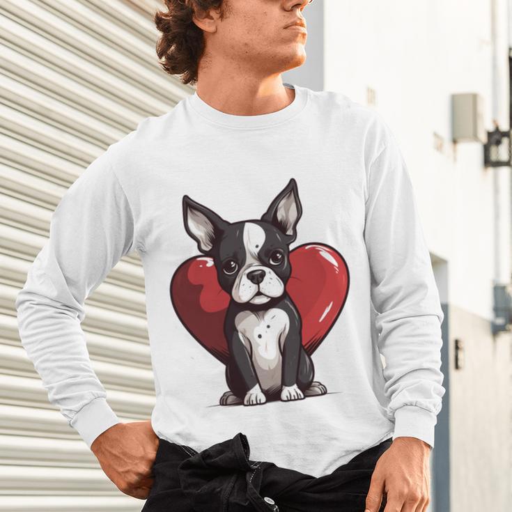 Boston Terrier Mom Dad Bostie Dog Lover Valentines Day Unisex Long Sleeve T-Shirt, gift for family, gift for coworker