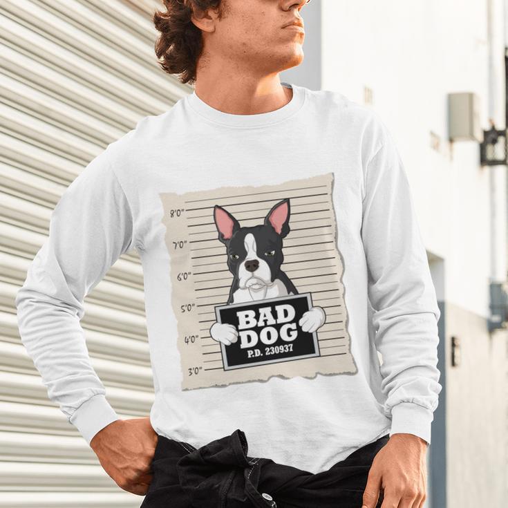 Boston Terrier Mug Shot Guilty Dog Unisex Long Sleeve T-Shirt, gift for family, gift for coworker