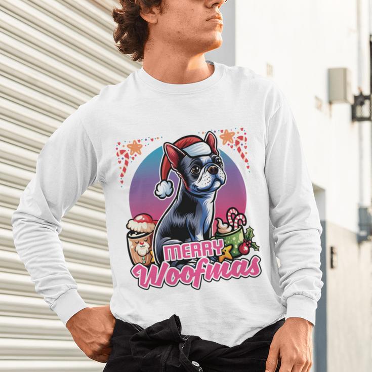 Boston Terrier Santa Claus Coffee Mug Merry Christmas Dogs Unisex Long Sleeve T-Shirt, gift for family, gift for coworker