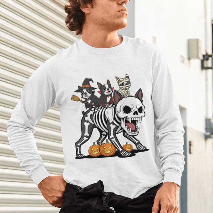 Boston Terrier Skeleton Mummy Witch Halloween Unisex Long Sleeve T-Shirt, gift for family, gift for coworker