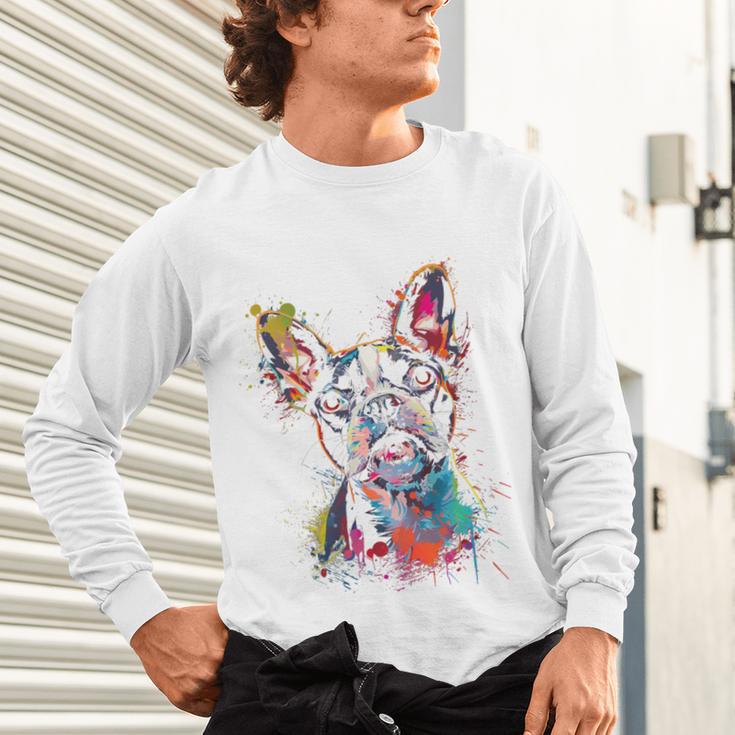 Boston Terrier Splash Unisex Long Sleeve T-Shirt, gift for family, gift for coworker