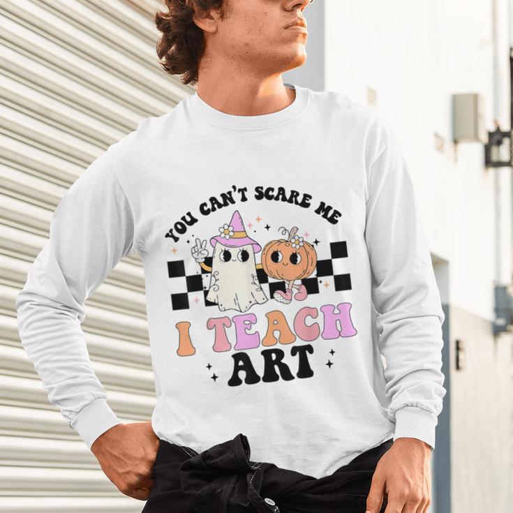 You Can't Scare Me I Teach Art Retro Teacher Ghost Halloween Unisex Long Sleeve T-Shirt, gift for family, gift for coworker