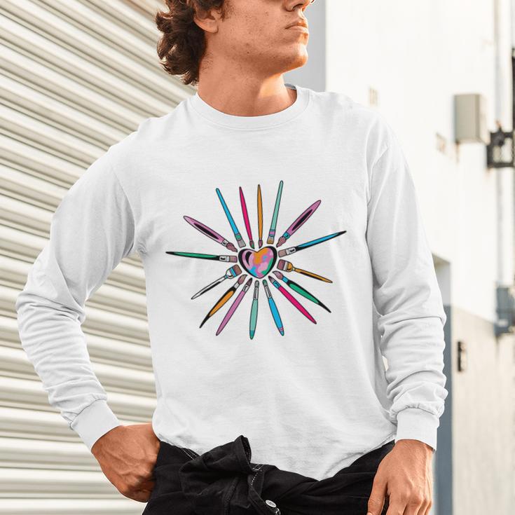 Cool Brush Heart Shape Art Teacher Paint For Artist Painter Unisex Long Sleeve T-Shirt, gift for family, gift for coworker Cool Brush Heart Shape Art Teacher Paint For Artist Painter Unisex Long Sleeve T-Shirt, gift for family, gift for coworker