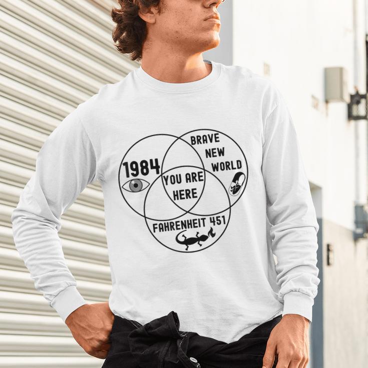 You Are Here Dystopian Venn Diagram English Teacher Bk Unisex Long Sleeve T-Shirt, gift for family, gift for coworker