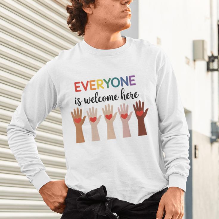 Everyone Is Welcome Here Idaho Teacher Unisex Long Sleeve T-Shirt, gift for family, gift for coworker