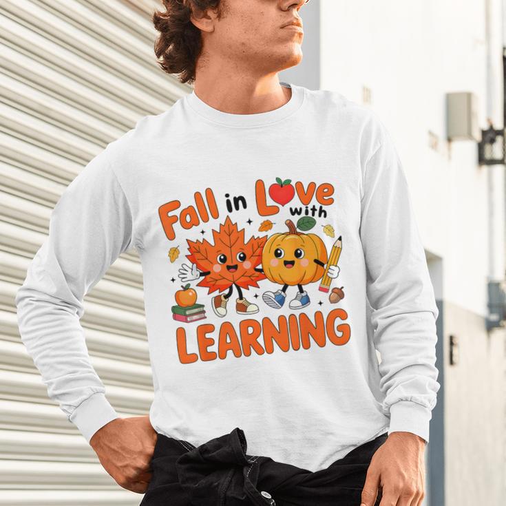 Fall In Love With Learning Thanksgiving Teacher Student Kids Unisex Long Sleeve T-Shirt, gift for family, gift for coworker Fall In Love With Learning Thanksgiving Teacher Student Kids Unisex Long Sleeve T-Shirt, gift for family, gift for coworker
