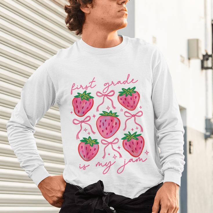First Grade Is My Jam Strawberry First Grade Teacher Women Unisex Long Sleeve T-Shirt, gift for family, gift for coworker First Grade Is My Jam Strawberry First Grade Teacher Women Unisex Long Sleeve T-Shirt, gift for family, gift for coworker
