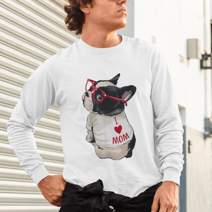 Girls I Heart Mom Love Mama Boston Terrier Dog Lover Unisex Long Sleeve T-Shirt, gift for family, gift for coworker