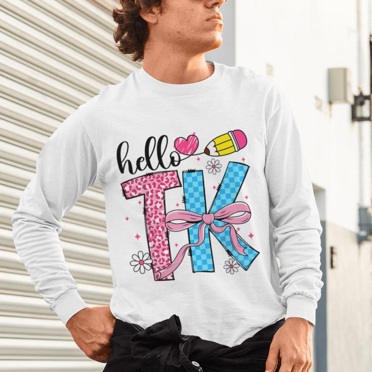 Hello TK Transitional Kindergarten Back To School Teacher Unisex Long Sleeve T-Shirt, gift for family, gift for coworker Hello TK Transitional Kindergarten Back To School Teacher Unisex Long Sleeve T-Shirt, gift for family, gift for coworker