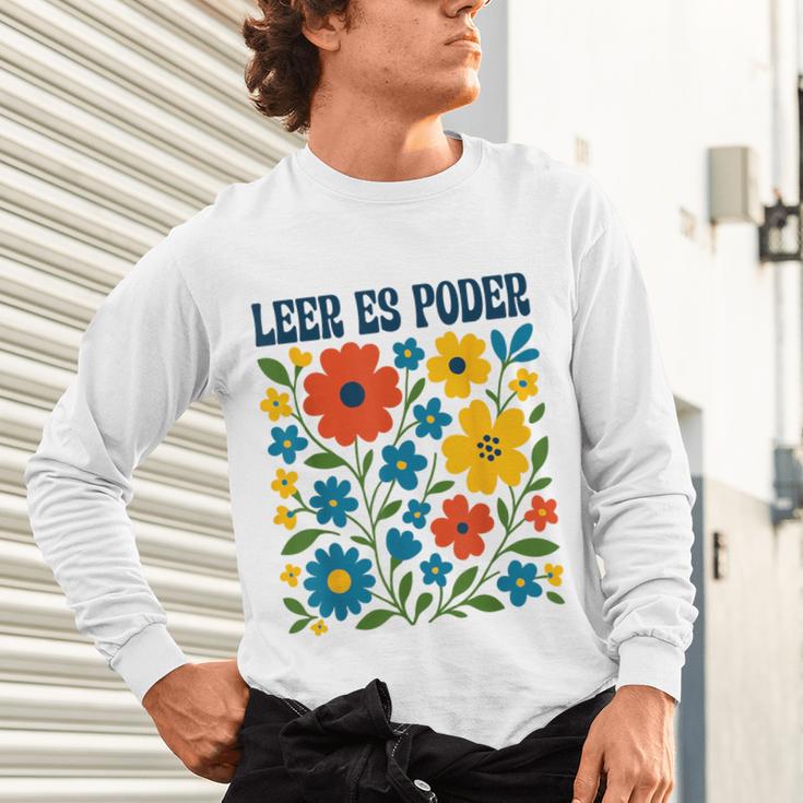 Leer Es Poder Cute Floral Boho Spanish Teacher Reading Unisex Long Sleeve T-Shirt, gift for family, gift for coworker Leer Es Poder Cute Floral Boho Spanish Teacher Reading Unisex Long Sleeve T-Shirt, gift for family, gift for coworker