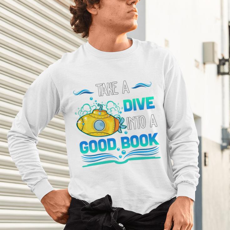 Librarian Teacher Dive Into A Good Book Reading Premium Tri-Blend Unisex Long Sleeve T-Shirt, gift for family, gift for coworker Librarian Teacher Dive Into A Good Book Reading Premium Tri-Blend Unisex Long Sleeve T-Shirt, gift for family, gift for coworker